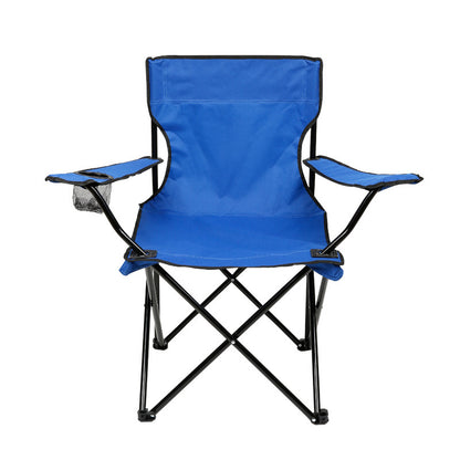 Portable Folding Camping Beach Chair with Arm Rest Cup Holder & Storage Bag (Blue)