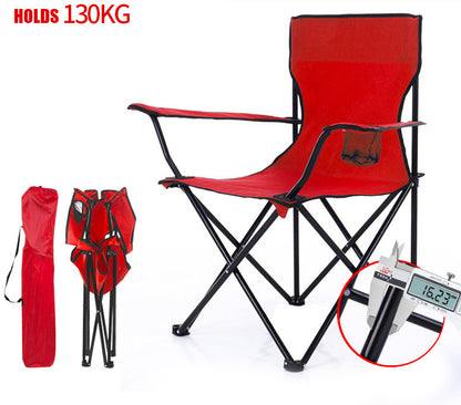 Portable Folding Camping Beach Chair with Arm Rest Cup Holder & Storage Bag (Red)