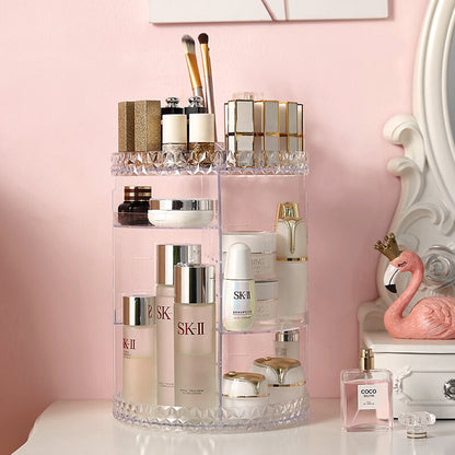 360 Degree Crystal Diamond Rotating Jewellery Cosmetic Makeup Shelf Organizer