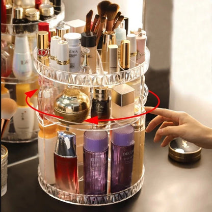 360 Degree Crystal Diamond Rotating Jewellery Cosmetic Makeup Shelf Organizer