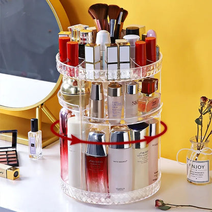 360 Degree Crystal Diamond Rotating Jewellery Cosmetic Makeup Shelf Organizer