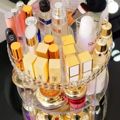 360 Degree Crystal Diamond Rotating Jewellery Cosmetic Makeup Shelf Organizer