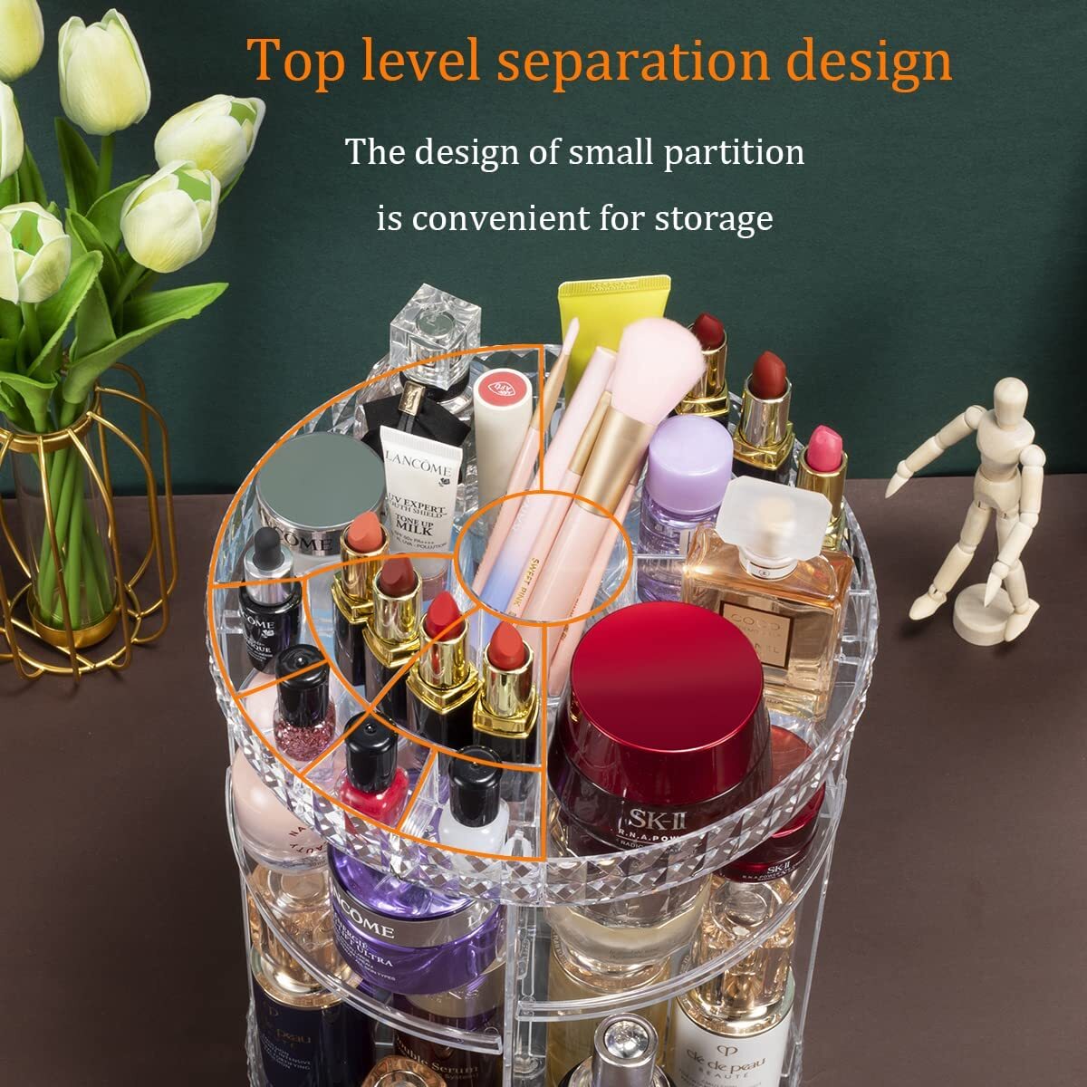 360 Degree Crystal Diamond Rotating Jewellery Cosmetic Makeup Shelf Organizer