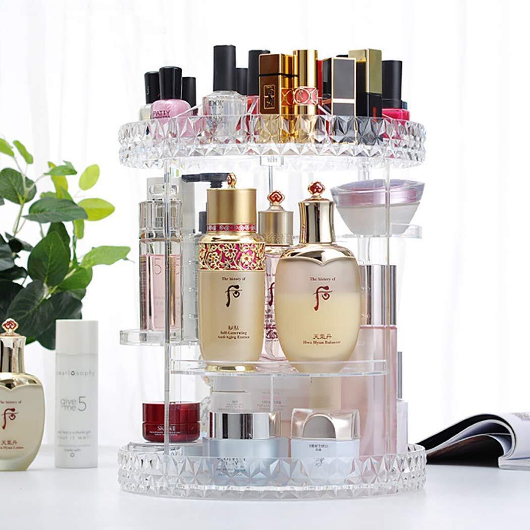 360 Degree Crystal Diamond Rotating Jewellery Cosmetic Makeup Shelf Organizer