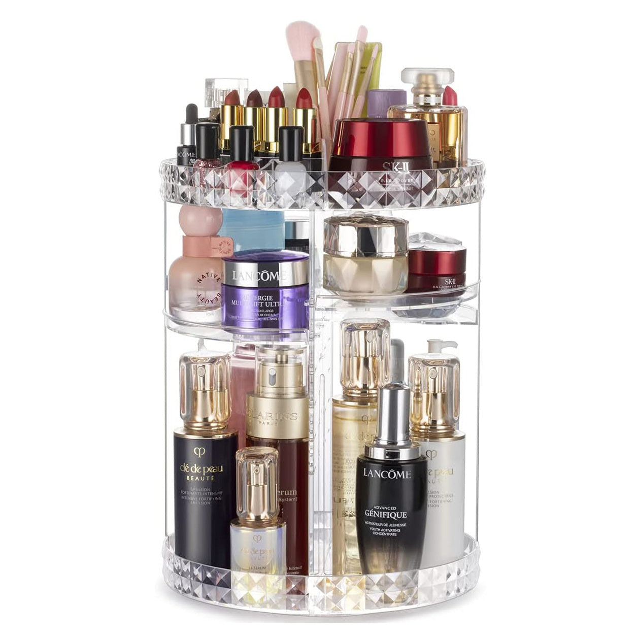 360 Degree Crystal Diamond Rotating Jewellery Cosmetic Makeup Shelf Organizer