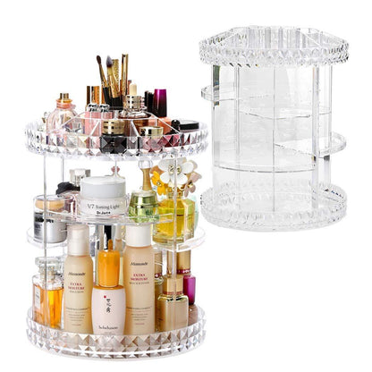 360 Degree Crystal Diamond Rotating Jewellery Cosmetic Makeup Shelf Organizer