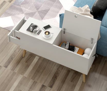 Atlantic Lift Storage Coffee Table with Drawers (White) -100cm