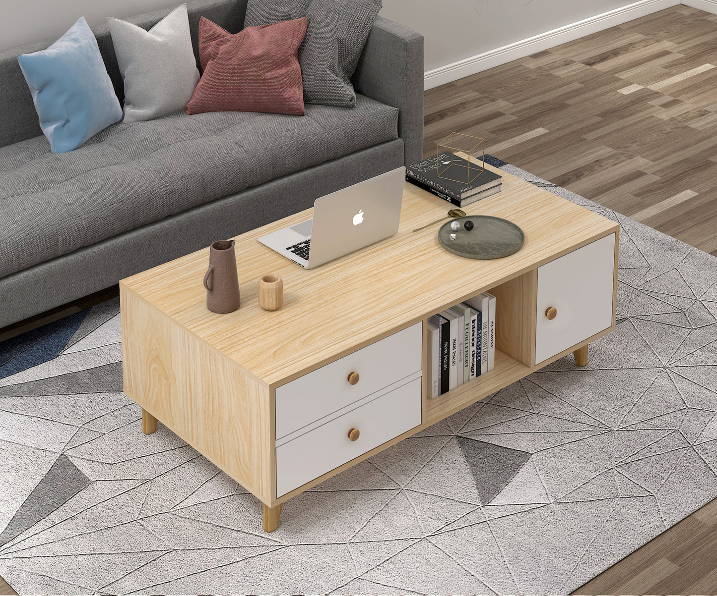 Deluxe Unity Wooden Coffee Table with Drawers