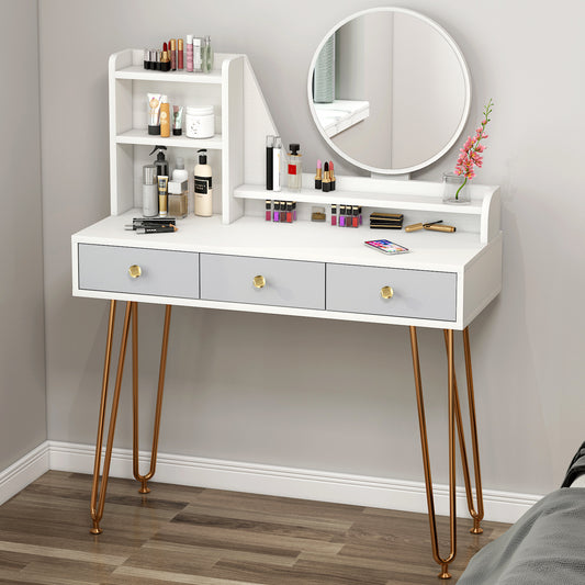 Caesar Deluxe Large Dresser Vanity Table with Mirror and Storage Drawers