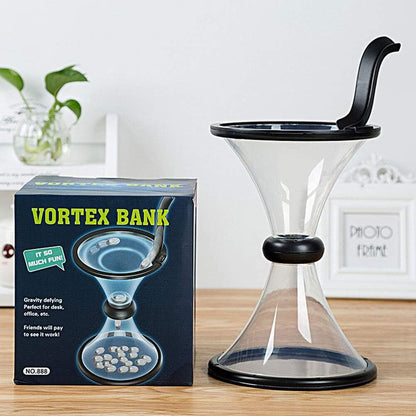 Large Spinning Vortex Piggy Bank Gravity Cash Saving Coin Collector Money Box