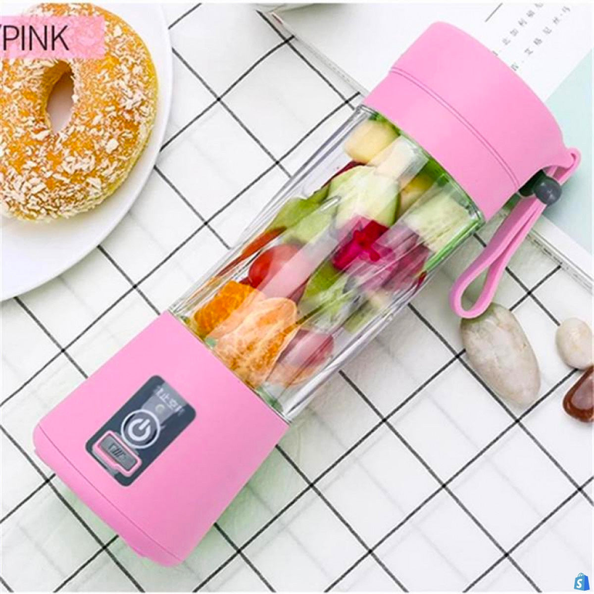 Portable Glass Juicer Blender Mini Mixer Smoothie Maker (Pink)