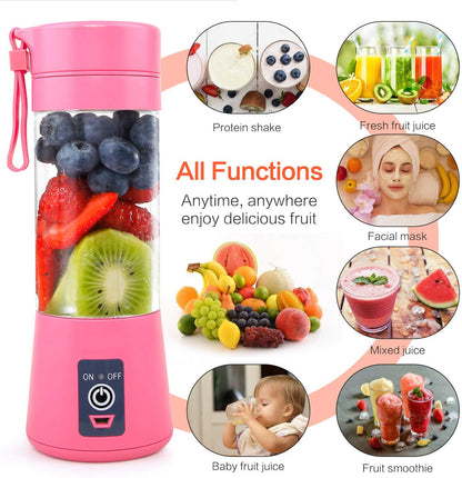 Portable Glass Juicer Blender Mini Mixer Smoothie Maker (Pink)