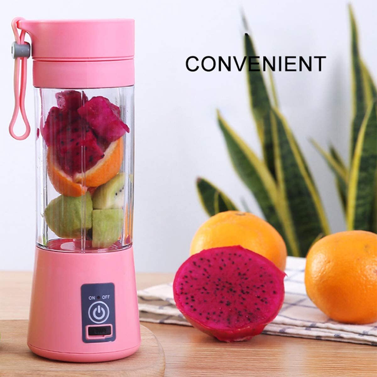 Portable Glass Juicer Blender Mini Mixer Smoothie Maker (Pink)