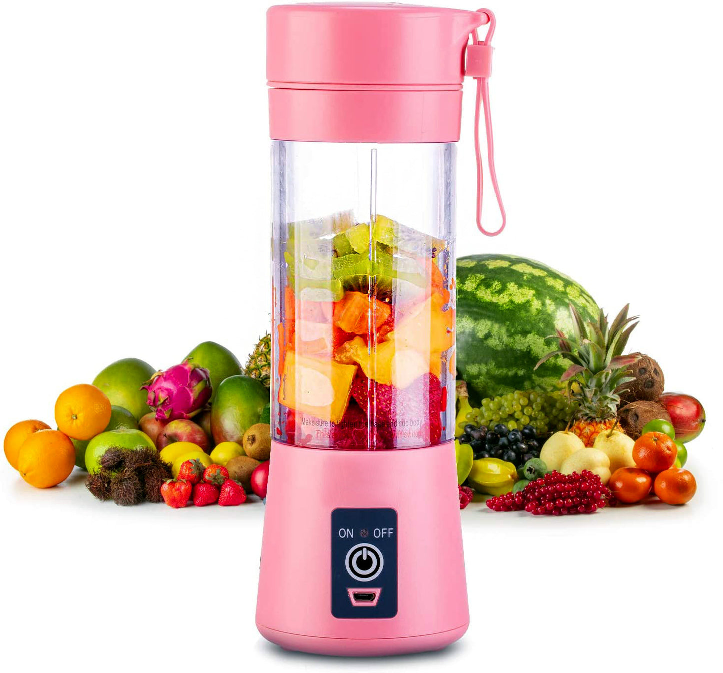 Portable Glass Juicer Blender Mini Mixer Smoothie Maker (Pink)