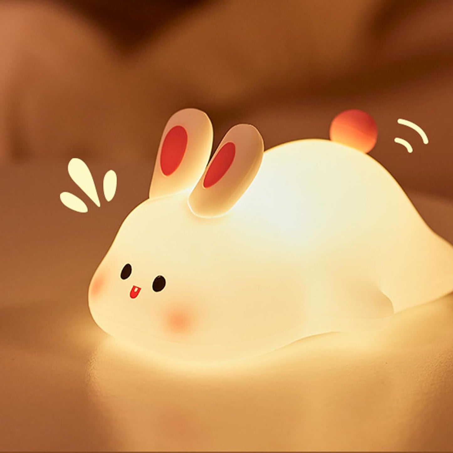 Cute Bunny Silicone LED Touch Sensor Dimmable Portable USB Rechargeable Lamp Night Light