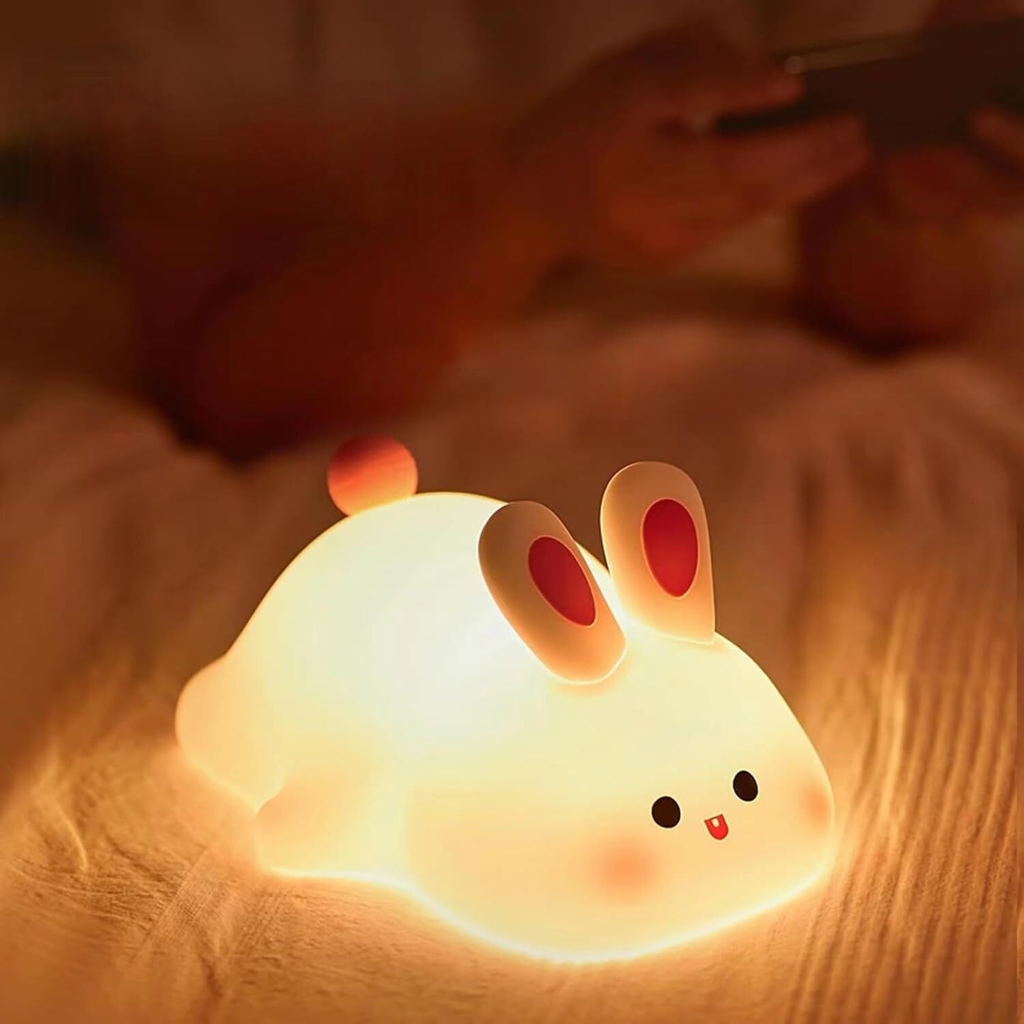 Cute Bunny Silicone LED Touch Sensor Dimmable Portable USB Rechargeable Lamp Night Light