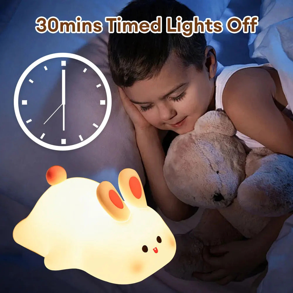 Cute Bunny Silicone LED Touch Sensor Dimmable Portable USB Rechargeable Lamp Night Light