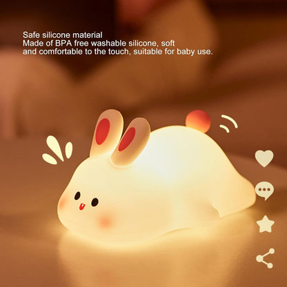 Cute Bunny Silicone LED Touch Sensor Dimmable Portable USB Rechargeable Lamp Night Light