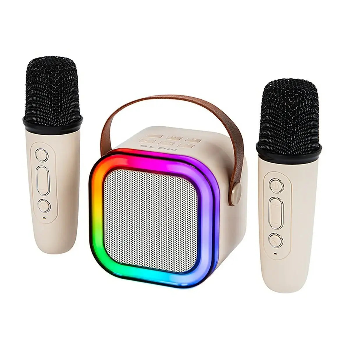 Dual Wireless Microphone Bluetooth Karaoke Speaker Machine with LED Lights