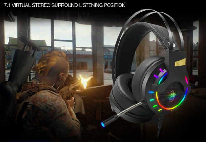 RGB 7.1 Stereo Surround Sound Gaming Headset Headphones with USB