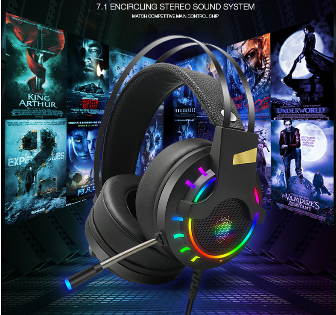 RGB 7.1 Stereo Surround Sound Gaming Headset Headphones with USB