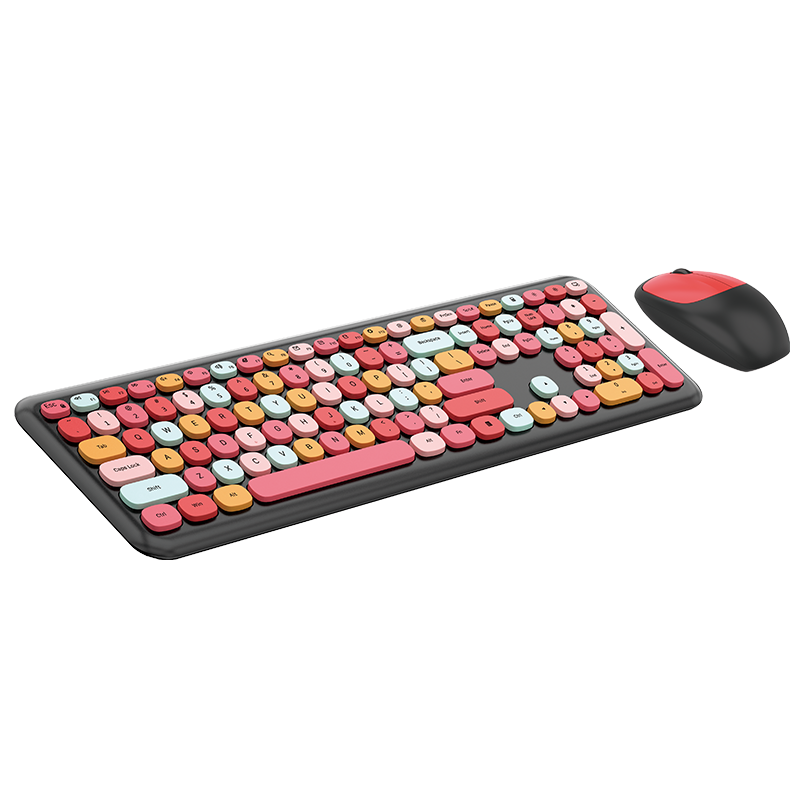 Deluxe Colourful Wireless Mechanical Keyboard and Mouse Combo Set (Black Mixed)