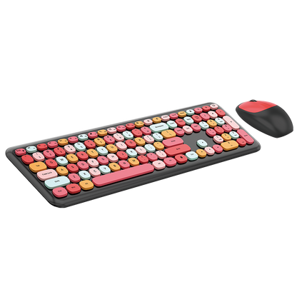 Deluxe Colourful Wireless Mechanical Keyboard and Mouse Combo Set (Black Mixed)