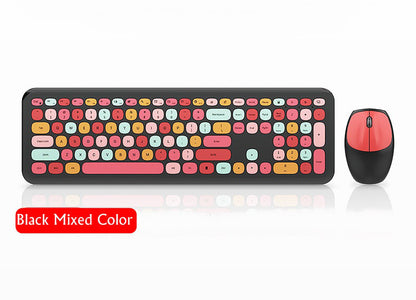 Deluxe Colourful Wireless Mechanical Keyboard and Mouse Combo Set (Black Mixed)