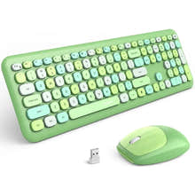 Deluxe Colourful Wireless Mechanical Keyboard and Mouse Combo Set (Green Mixed)