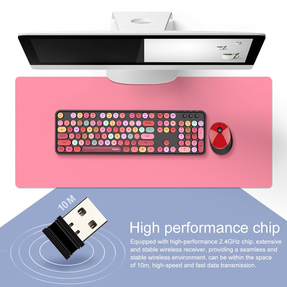 Deluxe Colourful Wireless Mechanical Keyboard and Mouse Combo Set (Pink Mixed)