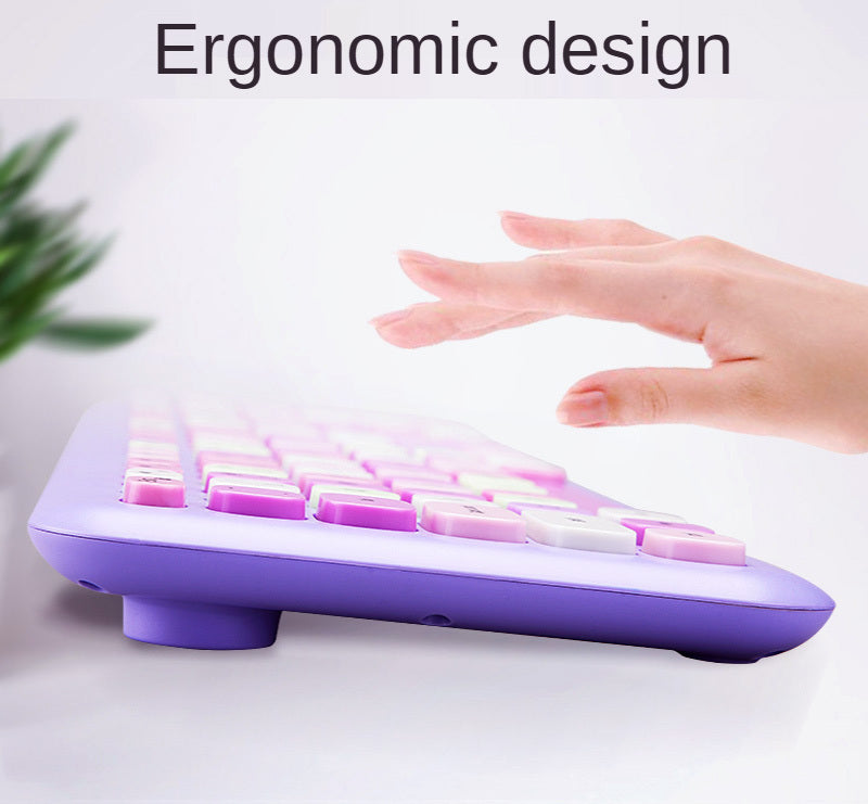 Deluxe Colourful Wireless Mechanical Keyboard and Mouse Combo Set (Purple Mixed)