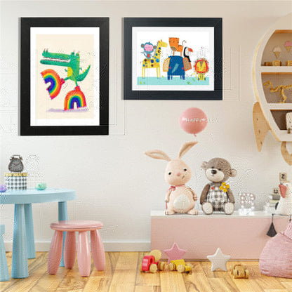 A3 Kids Art Frame Wooden Artwork Display Children Drawing Storage Holds 150 Pictures (Black)