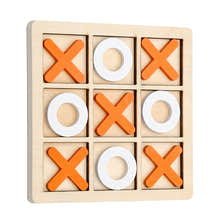 Wooden Tic Tac Toe Noughts and Crosses XO Chess Board Game Set (Orange)