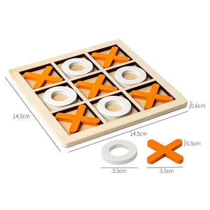 Wooden Tic Tac Toe Noughts and Crosses XO Chess Board Game Set (Orange)