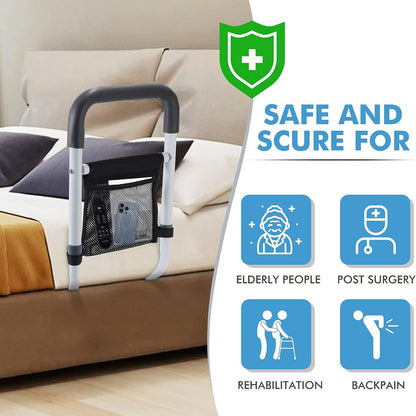 Bed Railing Bedside Assist Safety Rail Standing Support Bar Handle Elderly Adults Mobility Aid