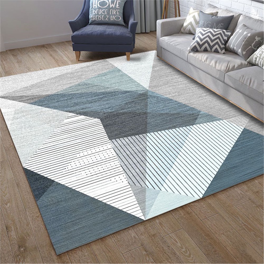 Mist Blue Modern Rug Carpet Mat (160 x 120)