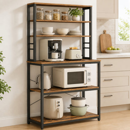 Retreat Tall Rustic Wood Kitchen Storage Baker’s Rack Shelf Organiser