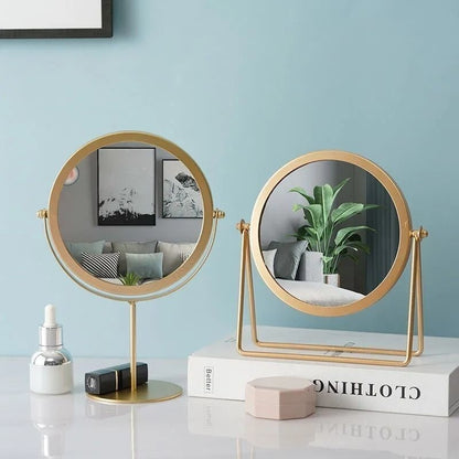 360-degree Rotating Dressing Makeup Vanity Cosmetic Tabletop Mirror (Gold)