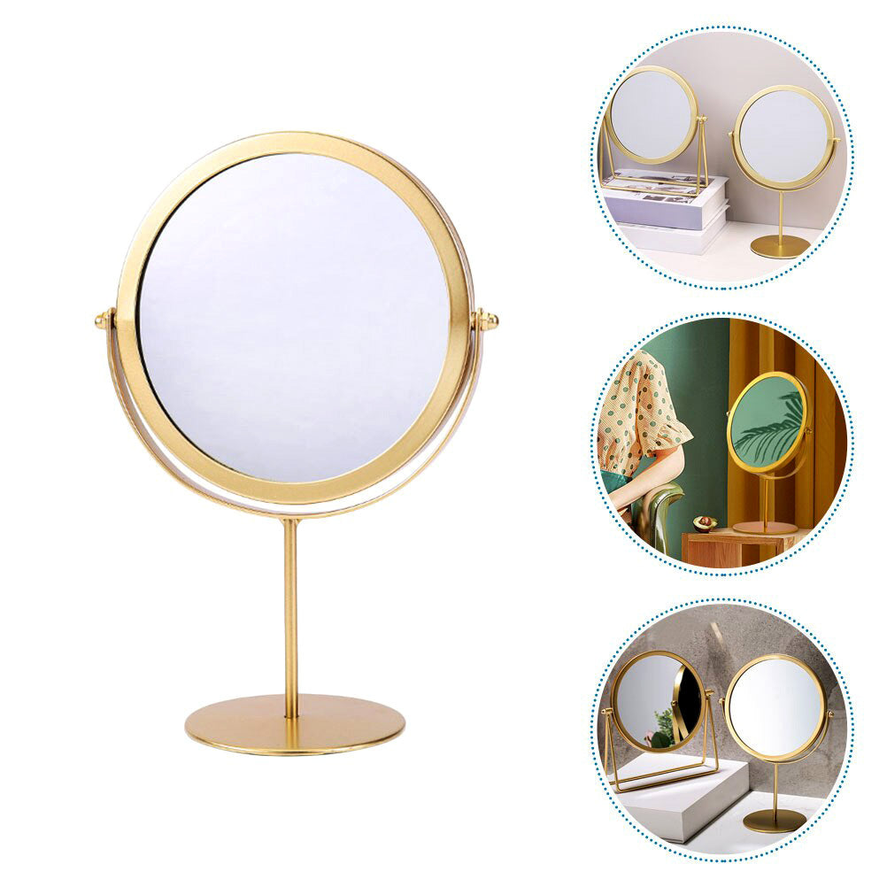 360-degree Rotating Dressing Makeup Vanity Cosmetic Tabletop Mirror (Gold)