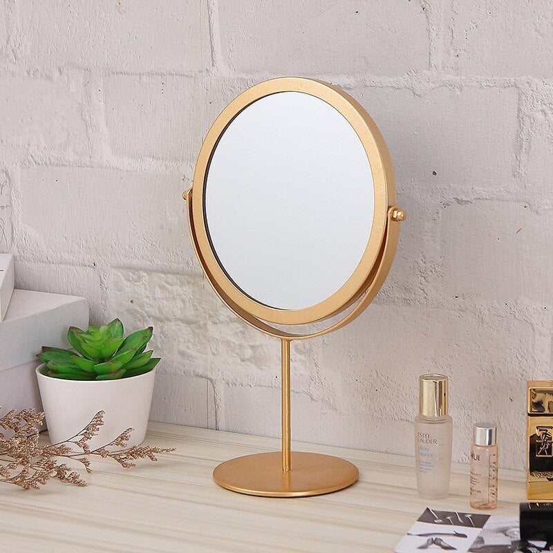 360-degree Rotating Dressing Makeup Vanity Cosmetic Tabletop Mirror (Gold)