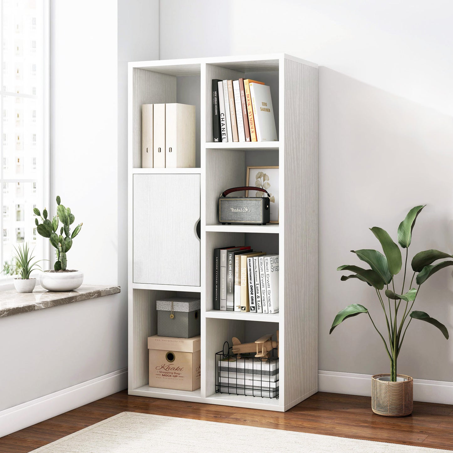 Aura Organizer Bookcase Storage Display Shelf Cabinet Closet (White)