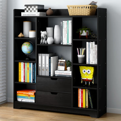 Eden Wardrobe Cupboard Bookshelf with Drawer Furniture (Black)