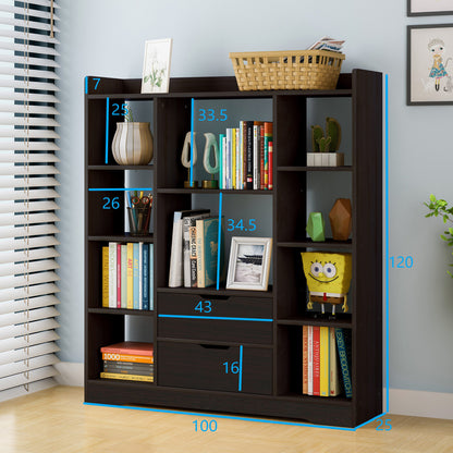 Eden Wardrobe Cupboard Bookshelf with Drawer Furniture (Black)