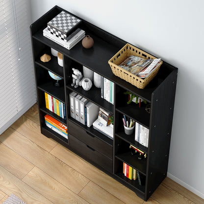 Eden Wardrobe Cupboard Bookshelf with Drawer Furniture (Black)