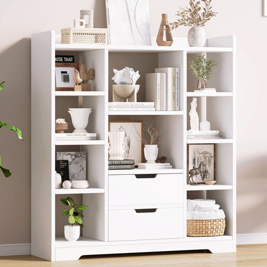 Eden Wardrobe Cupboard Bookshelf with Drawer Furniture (White)