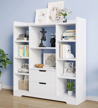 Eden Wardrobe Cupboard Bookshelf with Drawer Furniture (White)