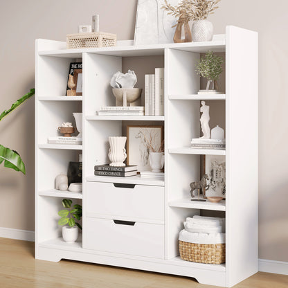 Eden Wardrobe Cupboard Bookshelf with Drawer Furniture (White)