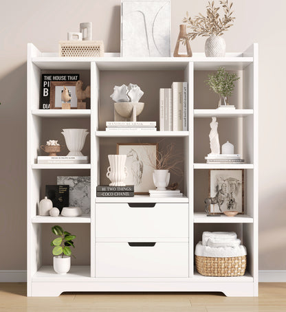 Eden Wardrobe Cupboard Bookshelf with Drawer Furniture (White)