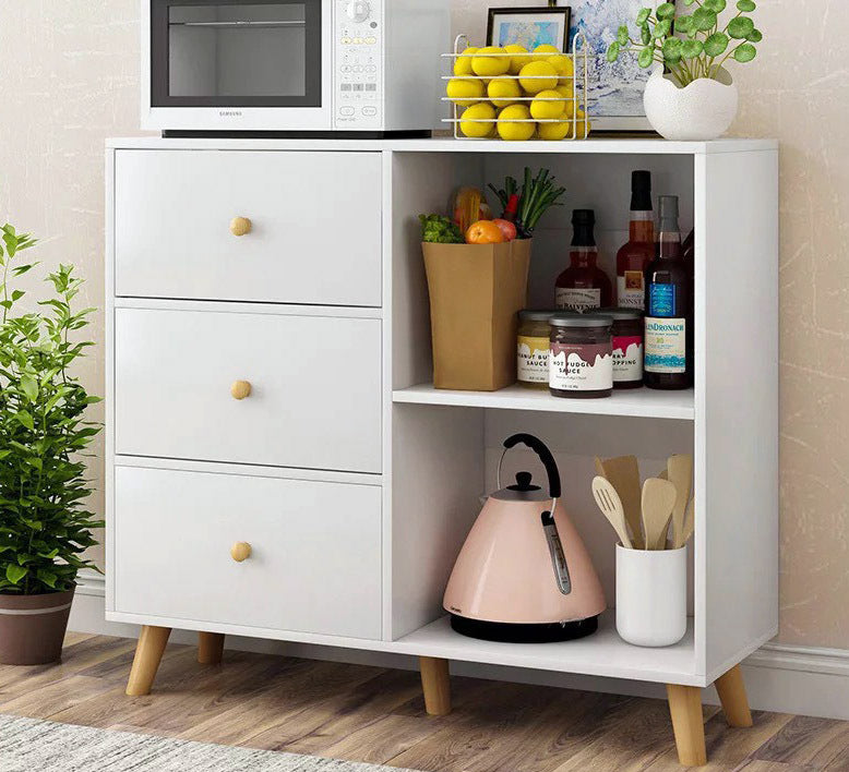 Universal Large Storage Shelf Cabinet Buffet Sideboard with Drawers (White)