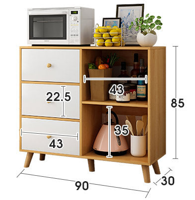 Universal Large Storage Shelf Cabinet Buffet Sideboard with Drawers (White)